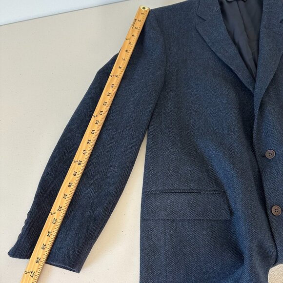 Brooks Brothers Blazer 48L Blue Herringbone 100% Wool Regent Fit Lined - Picture 11 of 12